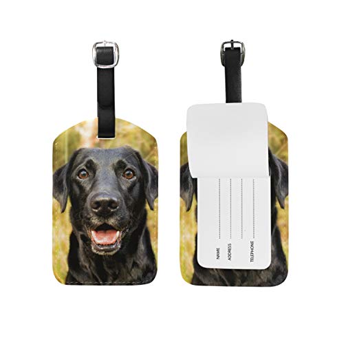 Eslifey Happy Labrador Retriever PU Leder Kofferetiketten Gepäckanhänger Sichtschutz für Reisetasche von Eslifey