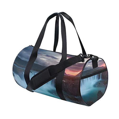 Eslifey Watercolor Falls Iceland Fitness Sporttasche Gym Bag Reisetasche Seesack für Herren und Damen von Eslifey