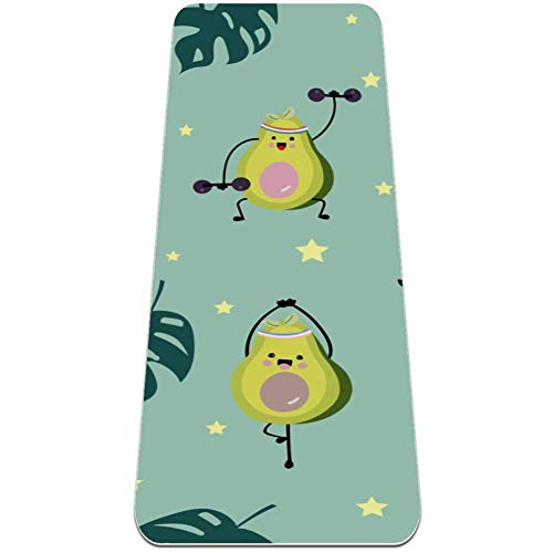 Eslifey Yogamatte mit grünen Avocado-Blättern und Sternen, dicke rutschfeste Yogamatte für Damen und Mädchen, weiche Pilates-Matte, 182,9 x 61 cm, 6,4 mm dick von Eslifey