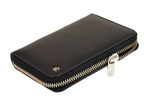 Esquire RFID Black Reißverschluss Geldbörse RFID Schutz und Card-Safe Geldbeutel Portemonnaie Geldtasche Nappa Leder Schwarz Metallreißverschluss von Esquire