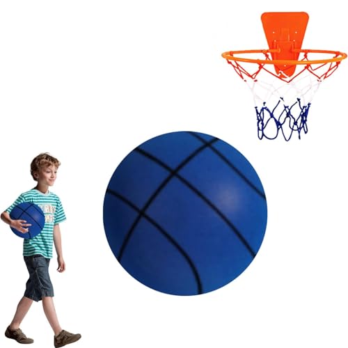 Eteslot Silent Basketball, lautloser Basketball, Mute Ball Basketball, Soft Basketball Indoor Mute Soft Foam Ball, Leichter Silent Basketball Für Heimspiele (mit Korb) von Eteslot