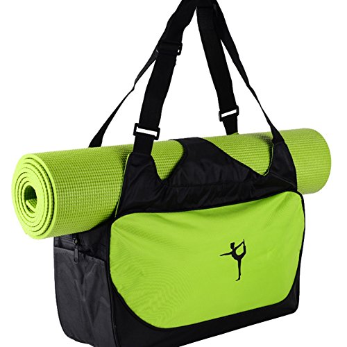 Etopfashion wasserdichte Fitness-Tasche, Rucksack, Umhängetasche mit verstellbaren Riemen (nur Tasche), mit Halterung für Yoga-Matte, damen, grün von Etopfashion