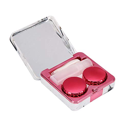 Kontaktlinsenbehälter, Box, Halter, Behälter, Einweich-Aufbewahrungsset mit Flaschen-Pinzetten-Stick (Heißes Rosa) von Eujgoov
