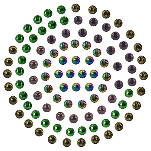EUPHENG 100 Stück geschlitzte Wolfram-Perlen zum Fliegenbinden, für Nymphen-Angelmaterialien, 12 Farben/5 Größen von Eupheng