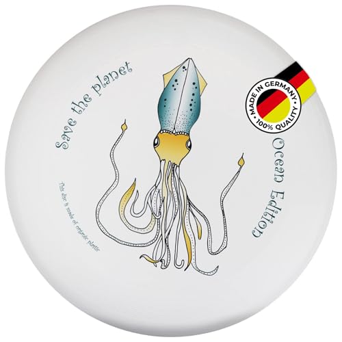eurodisc 175g Ocean Profi Ultimate Frisbee Scheibe - Über 100m stabile Flugbahn - Aus 100% Nachwachsenden Rohstoffen - Save The Planet Motiv - Jungs Geschenke 8 Jahre, Mädchen & Erwachsene von eurodisc