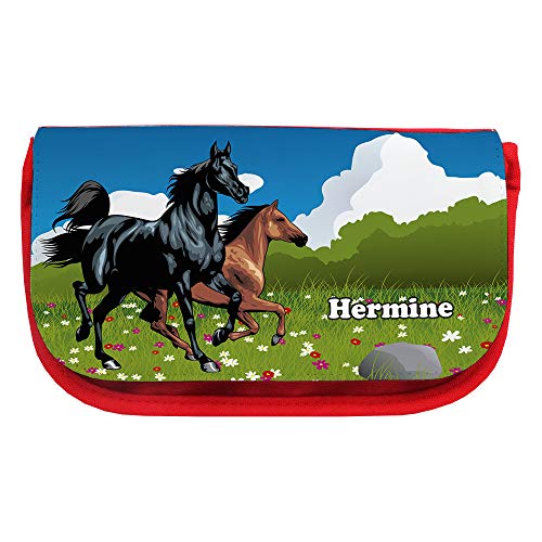 Kosmetiktasche mit Namen Hermine und Pferde-Motiv | Schminktasche | Viele Vornamen zur Auswahl von Eurofoto
