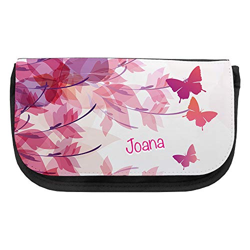 Kosmetiktasche mit Namen Joana und Schmetterling-Motiv | Schminktasche | Viele Vornamen zur Auswahl von Eurofoto