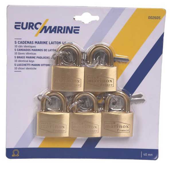 Euromarine Brass Padlock Set 5 Units Golden 40 mm von Euromarine