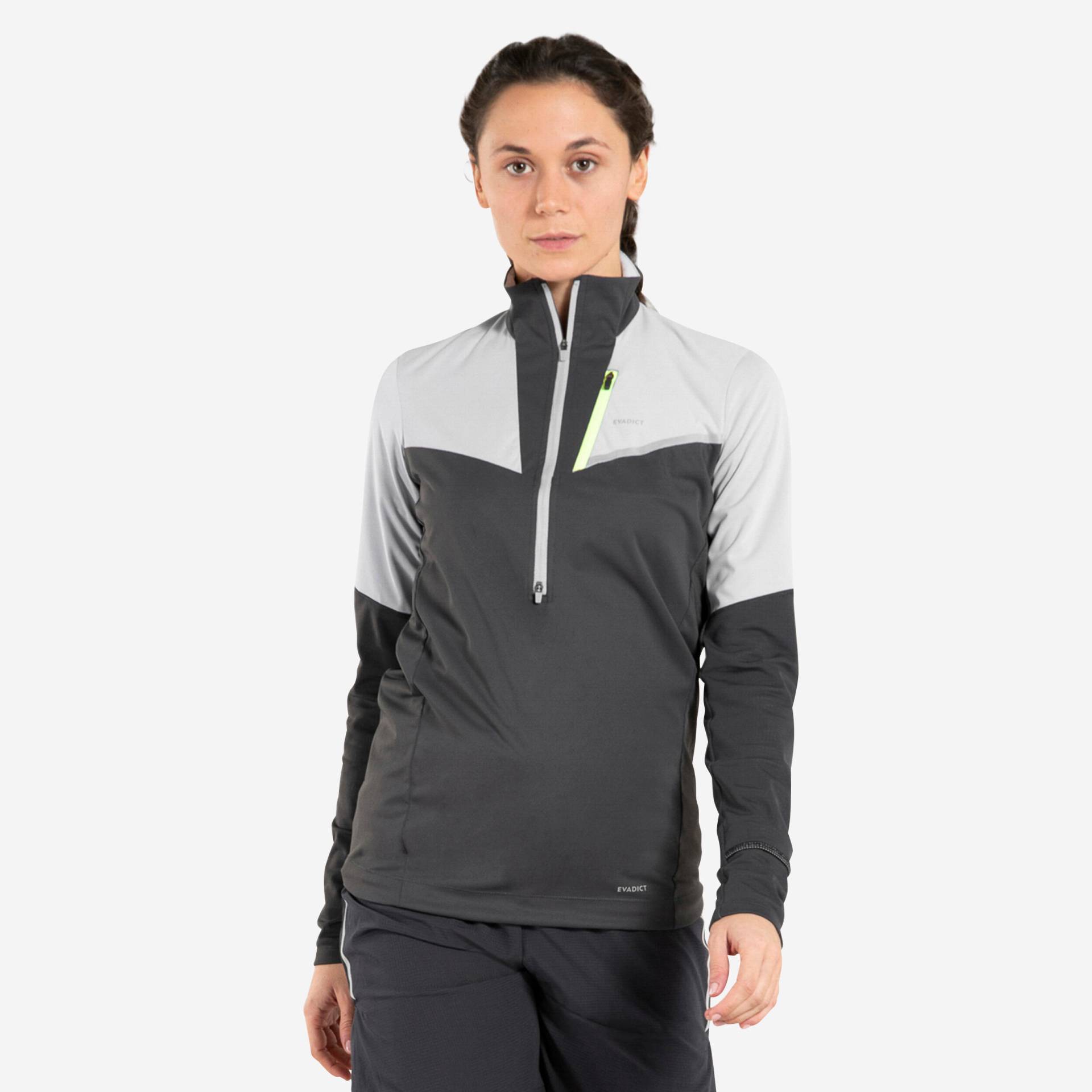 Softshell-Laufshirt langarm Trail Damen grau von Evadict