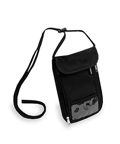 Everest Brusttasche und Reisepasshülle mit RFID, Schwarz, 19,1 x 14 cm, schwarz, 7.5 x 5.5 in, Umhängeband und Reisepasshülle mit RFID von Everest
