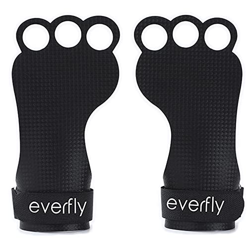EVERFLY Crossfit-Handschuhe, 3H-Griffe, Kohlefaser, Gymnastikhandschuhe für Handschutz, ergonomisches Design, für Damen und Herren, Gymnastik, Fitnessstudio, Schwarz von Everfly
