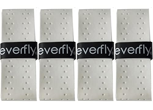 Everfly Griffband Tennisschläger - Overgrips Padelschläger - Glatt/Perforiert - 4 Stück Weiß - Band Badmintonschläger Squash Racketball - Griffbänder für Schläger Schlägergriffe (Perforiert) von Everfly