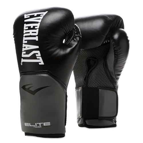 Everlast Unisex Pro Styling Elite Boxing Handschuhe Schwarz/Grau 12oz von Everlast