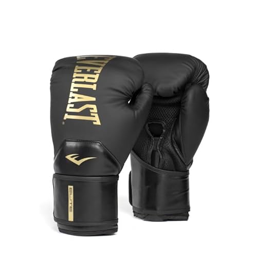 Everlast Elite 2 Boxing Gloves (Black/Gold, 8oz) von Everlast