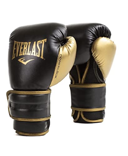 Everlast Powerlock2 Boxing Gloves Black/Gold 16oz - Enhanced Performance and Style. Ideal Training Gloves for Boxing von Everlast