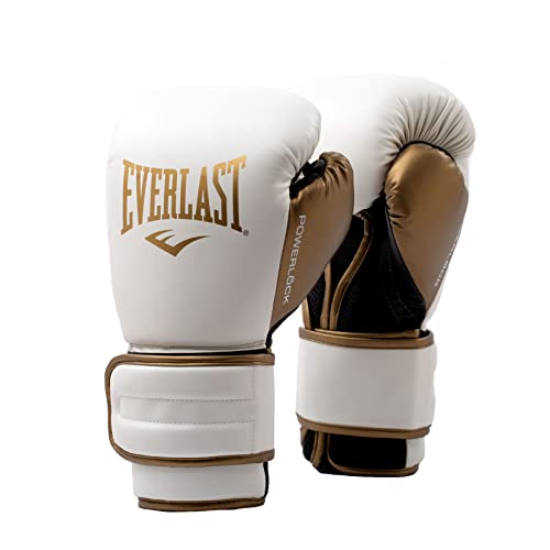 Everlast Powerlock2 Boxing Gloves White/Gold 12oz - Enhanced Performance and Style. Ideal Training Gloves for Boxing von Everlast