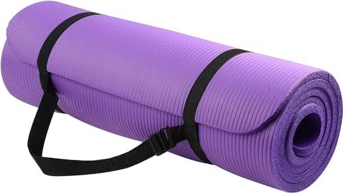 Everyday Essentials Yogamatte, 1,27 cm, extra dick, hohe Dichte, reißfest, mit Tragegurt, Unisex, AP6, violett von Signature Fitness