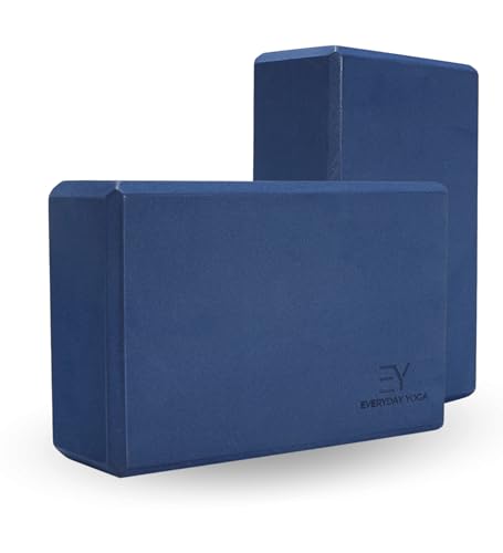 Everyday Yoga Schaumstoffblock und Yoga-Gurt-Set, weiche, rutschfeste Oberfläche für Stabilität, echtes Marineblau, 7,6 cm von Everyday Yoga