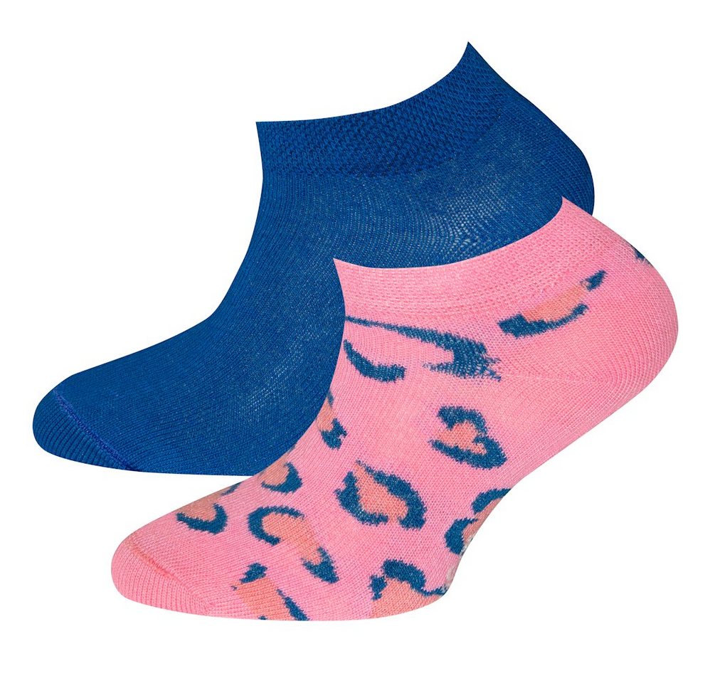 Ewers Sneakersocken Ewers Mädchen Sneaker Strümpfe Söckchen 2er Pack leo blau (2-Paar) von Ewers