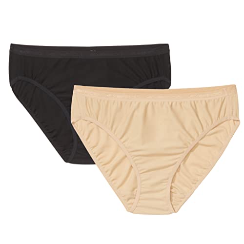 ExOfficio Damen Give-N-Go Bikini-Slip | langlebig, schnell trocknend, 2er-Pack, schwarz/hautfarben, X-Large von ExOfficio