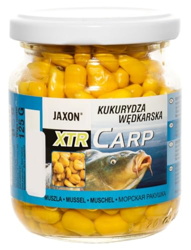 Exar Jaxon XTR Carp stark aromatisierter Mais in 12 Geschmacksrichtungen im Krug 125g Karpfenangeln Karpfenfischen Grundfutter (Muschel FX-CB09) von Jaxon