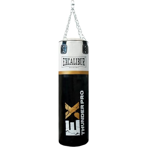 MAXXUS Boxsack PRO Excalibur/Thunder 120 - Gefüllt, Hängend, Vierpunkt-Stahlkette, 120 x 35cm, 34 kg - Punching Bag, Sandsack für Boxen, MMA, Muay Thai, Kickboxen, Kampfsport (#2 Thunder PRO 120) von Excalibur Boxing