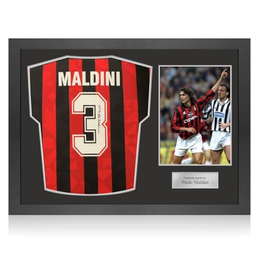 Exclusive Memorabilia Mailand 1994-Trikot, signiert von Paolo Maldini. Symbolrahmen von Exclusive Memorabilia