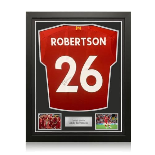 Exclusive Memorabilia Von Andy Robertson signiertes Liverpool-Trikot 2019–20. Gerahmt von Exclusive Memorabilia