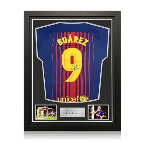 Exclusive Memorabilia Von Luis Suarez signiertes Barcelona-Trikot. Gerahmt von Exclusive Memorabilia