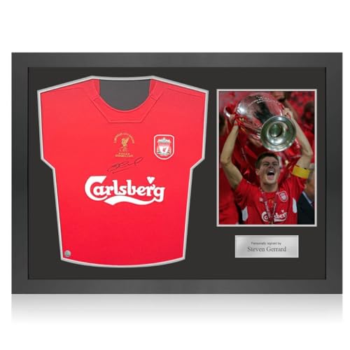Exclusive Memorabilia Von Steven Gerrard signiertes Liverpool-Fußballtrikot 2005. Symbolrahmen von Exclusive Memorabilia