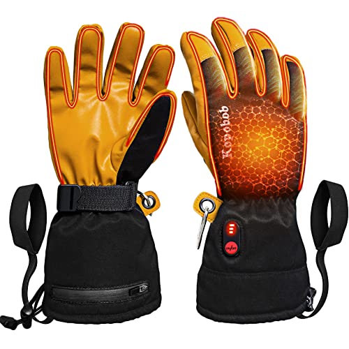 Exclusky Beheizbare Handschuhe für Männer Frauen Wasserdichtes Leder Beheizte Handschuhe USB Beheizte Handschuhe für Winter, Radfahren, Skifahren 3 Stufen Einstellbare Temperatur (M/L/XL/XXL) von Exclusky