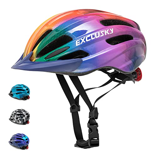 Exclusky Fahrradhelm Kinder Jungen 50-57CM Kinder Fahrradhelm mit Licht Kinder Fahrradhelm mit Visier Fahrradhelm Mädchen Mehrere Belüftung Helm Kinder 5-13 Jahre von Exclusky