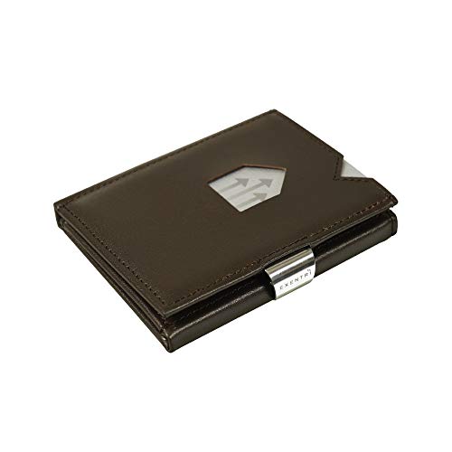 EXENTRI Leder Dreifachgefaltete Brieftasche - RFID-Schutz mit Verschlussclip aus Edelstahl von EXENTRI