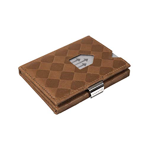 EXENTRI Leder Dreifachgefaltete Brieftasche aus Chess - RFID- Schutz mit Verschlussclip aus Edelstahl von EXENTRI