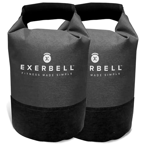 Exerbell Kettlebell verstellbar & faltbar 2-14 kg (2 x Grau) – Wasser- und Sandsack Kettelball – Adjustable Kettlebell – Sandbag Training & Gewichtssack – Strength Training Equipment von Exerbell