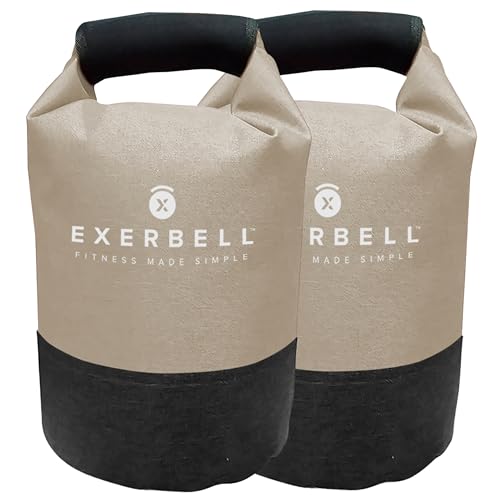 Exerbell Kettlebell verstellbar & faltbar 2-14 kg (2 x Sand) – Wasser- und Sandsack Kettelball – Adjustable Kettlebell – Sandbag Training & Gewichtssack – Strength Training Equipment von Exerbell