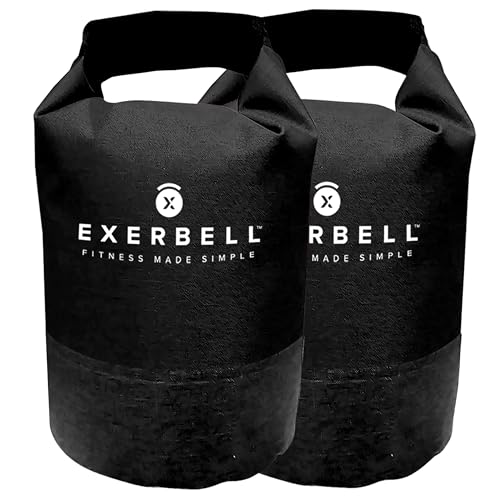 Exerbell Kettlebell verstellbar & faltbar 2-14 kg (2 x Schwarz) – Wasser- und Sandsack Kettelball – Adjustable Kettlebell – Sandbag Training & Gewichtssack – Strength Training Equipment von Exerbell