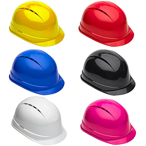 Belüfteter Sicherheitshelm, leicht, 8-Punkt-Gurt, Bau, Arbeit, harter Helm mit Ratsche (rot) von Expert Workwear