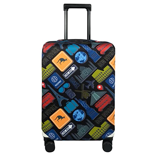 Explore Land Reisegepäckabdeckung, Koffer-Schutz, passend für 45,7-81,3 cm Gepäck, Bon Voyage, XL(31-32 inch luggage) von Explore Land
