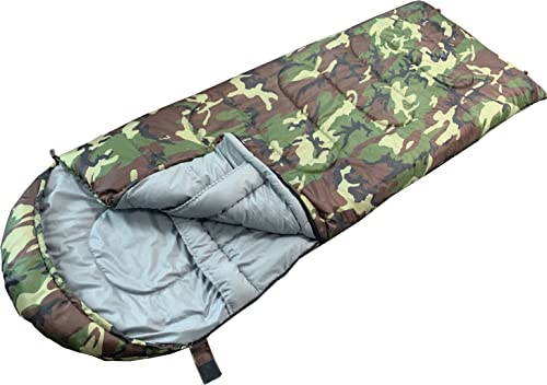 EXPLORER Hunter Mumienschlafsack in Tarn Camouflage Design Schlafsack Extremtemperatur bis zu -18°C XXL 220x80cm für Camping, Angeln, Outdoor von EXPLORER