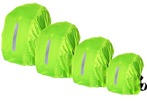 Exporee 4 Stück Regenschutz für Rucksack mit Reflektorstreifen, Wasser und Windabweisend Rucksackcover Regenüberzug für Kinder und Erwachsene, 4 Größen Geeignet für Volumen 8~55L von Exporee