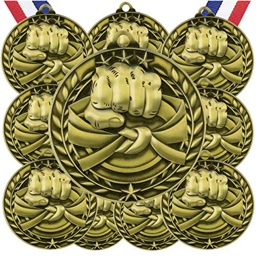 10 Stück Kampfsport-Goldmedaillen mit Halsbändern WAMG-940 von Express Medals