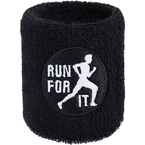 Run for IT Schweissband Exclusive Läufer Stickerei Schweißband Marathon Vital Bestickt & Absorbierendes Frottee | Fitness Wristband Geschenk Jogging Schweiß-Armband von EXPRESS-STICKEREI