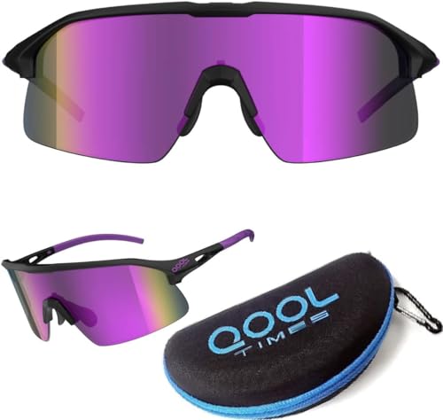 Eye Am Fahrradbrille/Sportbrille für Damen & Herren – Sonnenbrille für Sport, Laufen, MTB & Outdoor Modell: QOOL Times (B-BK-PUR) von Eye Am