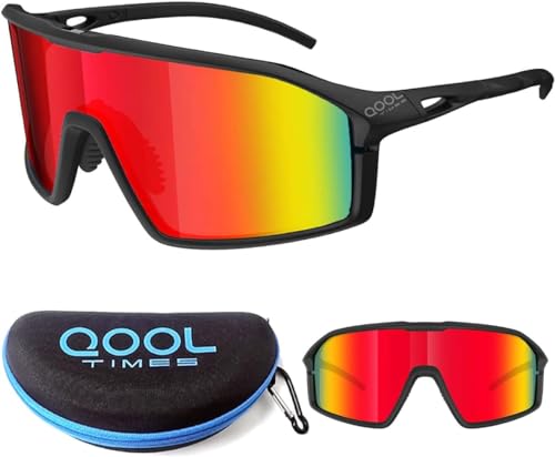 Eye Am Fahrradbrille/Sportbrille für Damen & Herren – Sonnenbrille für Sport, Laufen, MTB & Outdoor Modell: QOOL Times (VA-BK-RR) von Eye Am