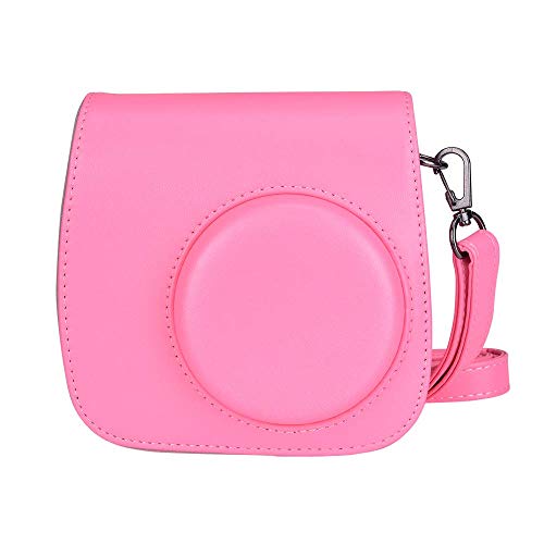 Eyeon Kameratasche Reise Tasche für Kamera Instax Mini 9 Mini 8/8 + Tasche Aufbewahrungstasche Schutz PU-Leder glatt mit abnehmbarem Schultergurt und integrierter Tasche (Flamingo) von TELESIN