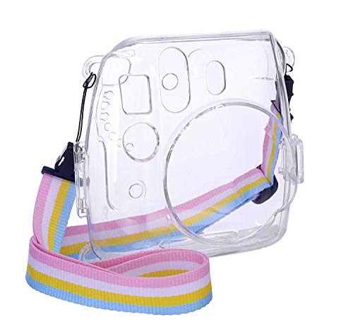 Eyeon Kameratasche für Reise Kamera Instax Mini 9 Mini 8/8 +, Tasche, Aufbewahrungstasche, Schutz aus PU-Leder, glatt, mit abnehmbarem Schultergurt und integrierter Tasche (transparent) von Eyeon