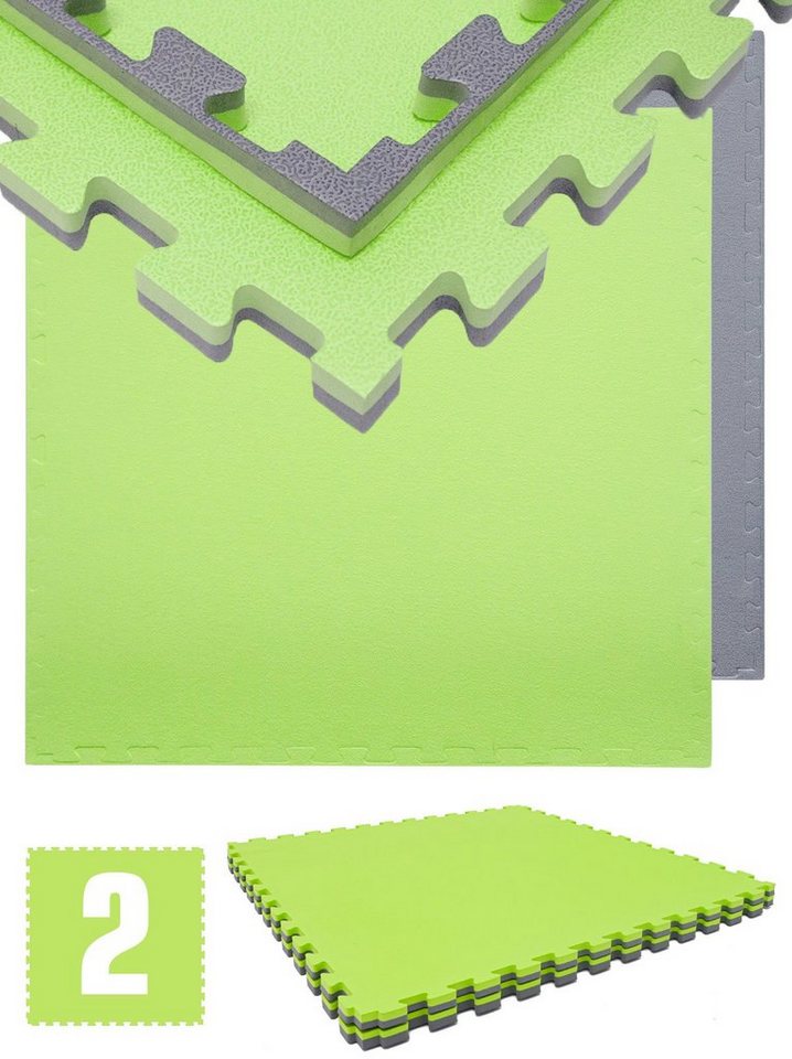 eyepower Fitnessmatte für Zuhause - 1,6 m² Trainingsmatte mit Rand - 2 Große Home Gym Matten, 90 x 90 x 2 cm Bodenschutzmatte Sport und Gymnastik - EVA Bodenmatte von Eyepower