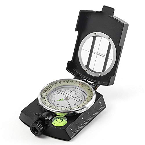 Eyeskey Taktischer Survival-Kompass mit Umhängeband und Tasche, wasserdicht und schlagfest, Linsenatischer Sichtkompass zum Wandern (schwarz) von Eyeskey
