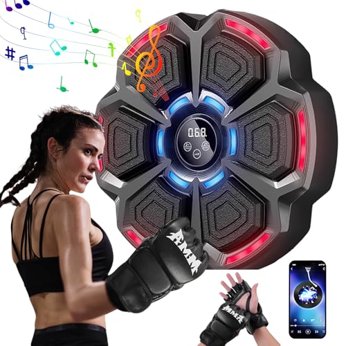 Smart Music Boxing Machine, Indoor Boxing Machine Wall Mounted,with LED Light Bluetooth Sensor,9 Speed Modes and Counting Mode,USB Charging One Punch Musical Boxing Machine for Kid Adult (Black) von Eznaobo